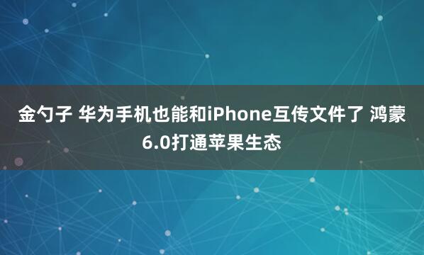 金勺子 华为手机也能和iPhone互传文件了 鸿蒙6.0打通苹果生态