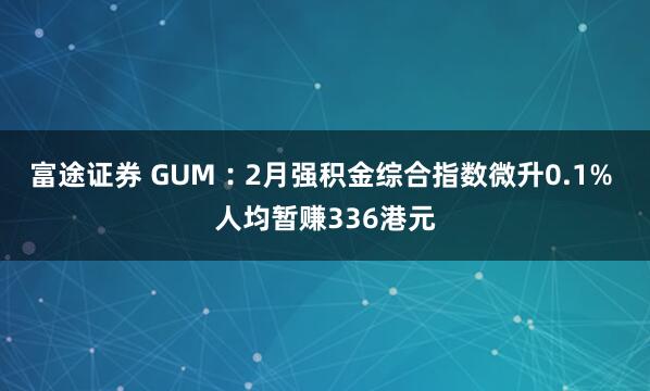 富途证券 GUM︰2月强积金综合指数微升0.1% 人均暂赚336港元