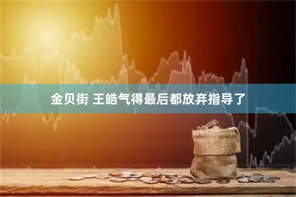 金贝街 王皓气得最后都放弃指导了